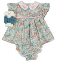 M34302: Baby Girls All Over Print Dress, Pant & Headband Set  (1-2 Years)